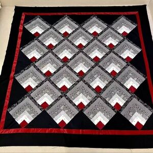 Original Mountain Log Cabin Patchwork Cotton fabric Queen size Quilt Top/Topper